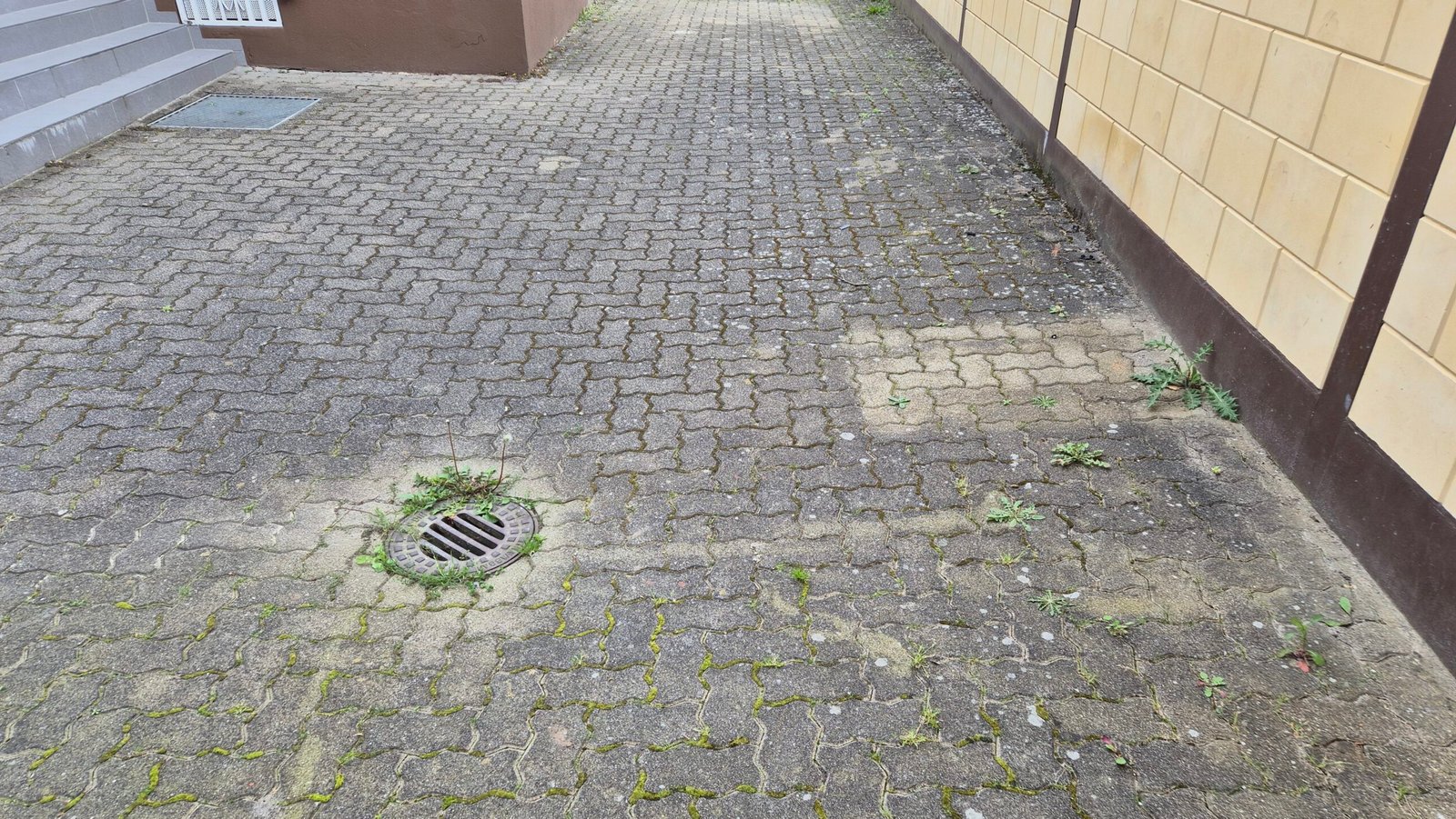 Einfahrt in Stutensee vor der Reinigung